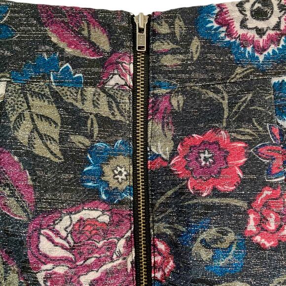 Loft Dark Floral Metallic Pleated Skater Skirt Sz 4 Dark Cottage Fairy Grunge - Picture 3 of 6